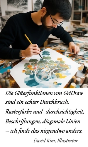 Künstler Illustrator nutzt Rastermethode für präzises Kunstwerk