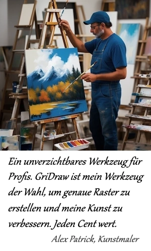 Maler verwendet Rastermethode für realistisches Landschaftsbild