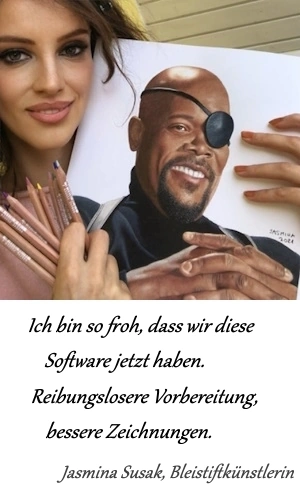 Wie man mit der Rastermethode zeichnet: Künstler verwendet Proportionen beim Zeichnen eines Porträts mit Farbstiften