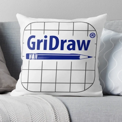 Produk bantal dengan desain GriDraw